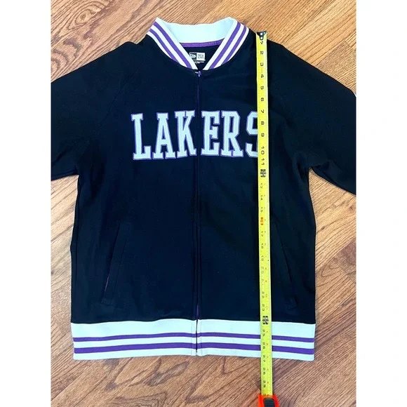 New Era Los Angeles Lakers Track Jacket Black Purple Full Zip Varsity Mens L